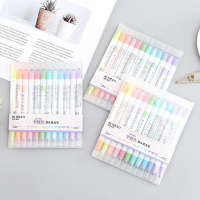 12 Colors/set Cute Mildliner Pens Highlighter Dual Double He