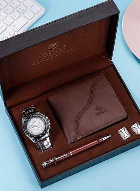 Men Luxury Watch Gifts Set For Wallet Quartz Wristwatch4pcs
