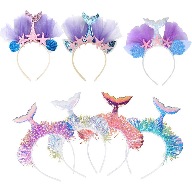 Little Mermaid Party Crown Headband Mermaid Tail Hat Photo