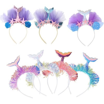 Little Mermaid Party Crown Headband Mermaid Tail Hat Photo