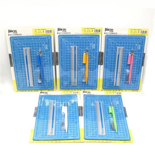 15pcs Cutting Mat A5 Set Craft Engraving Pen Knife Metal Rul