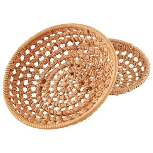 Hand-Woven Tray, 2 Pcs Rattan Tray,Bread Storage Basket,Frui