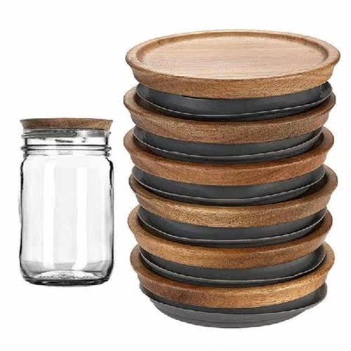 Wooden Mason Jar Lids 6 Pack Storage For Canning Jars Food
