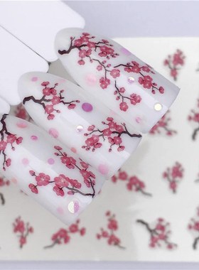 Plum blossom 1 Sheet Water Transfer Nail Sticker Decals Fru