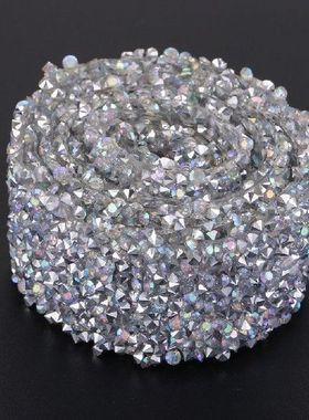 AB Silver Rhinestone Applique Trim Sew on Iron on Beaded