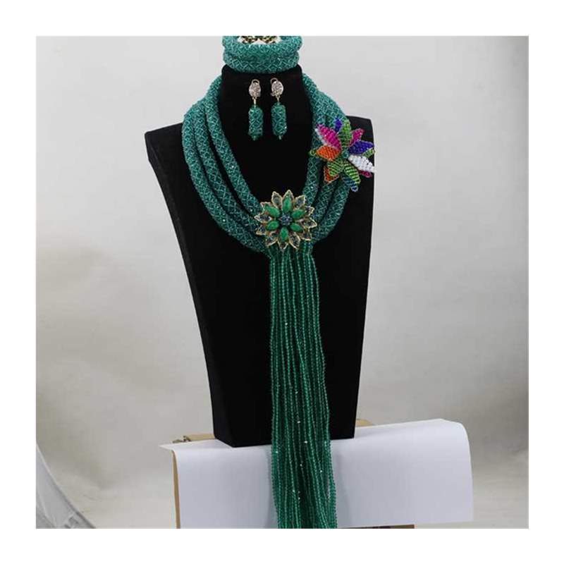 ndy Indian Bridal Costume Teal Green Jewelry Set Flower Nige
