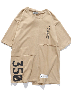 Kanye West Spoof Asymmetric Men Summer 350 T-Shirts Hip Hop