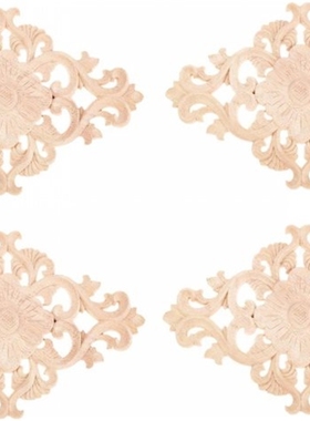 4/2/1Pc 21*15cm Elegant Unpainted Wood Carved Corner Onlay A