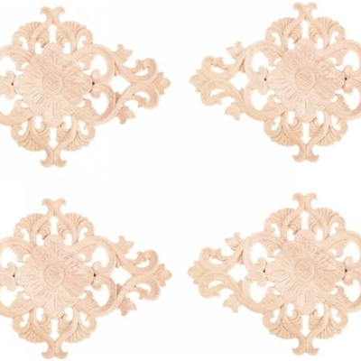 4/2/1Pc 21*15cm Elegant Unpainted Wood Carved Corner Onlay A