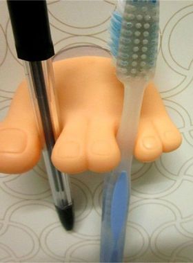 Home Bathroom Funny Toe Foot Toothbrush Holder Cable Line