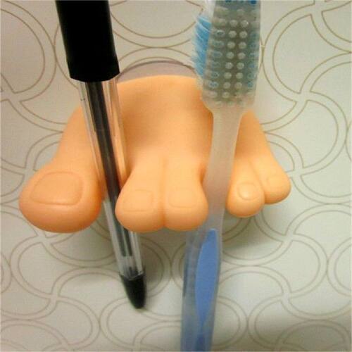 Home Bathroom Funny Toe Foot Toothbrush Holder Cable Line