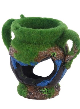 Aquarium Fish Tank Decoration Resin Vase With Moss Aquarium