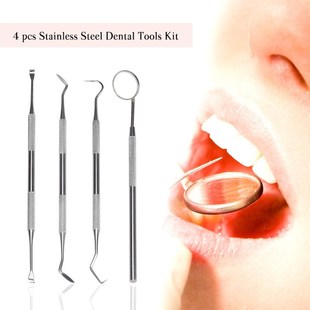 4PC/set Stainless Steel Dental Mirror Dental Tool Set With B