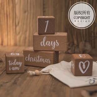 1set Baby Milestone Wooden Block Baby Photography Milestone
