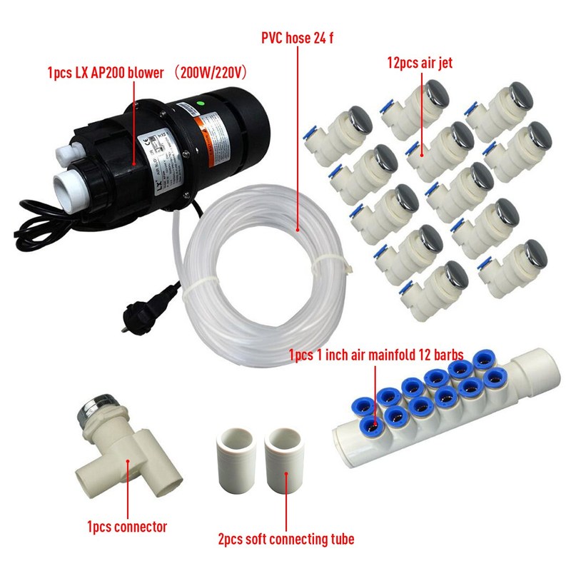 Air blower spa bathtub bubble system, air blower and jet man