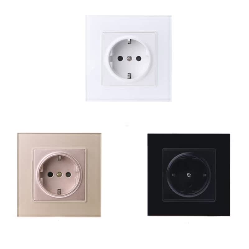 16A EU Standard 86 Type Wall Power Socket Glass Charger Adap