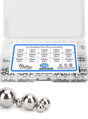 580pcs/lot Stainless Steel Bearing Balls 15 Sizes M1-M10 M1.