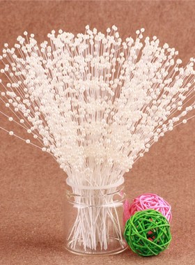 20 pcs/Bunch String Pearl Sticks Bridal Bouquets White Beade