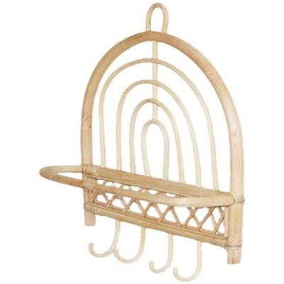 Wall Shelf Hook Hanger Rattan Key Hanging Entryway Wooden