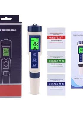 5 In 1 TDS EC Salinity PH Meter Seawater Battery Powered