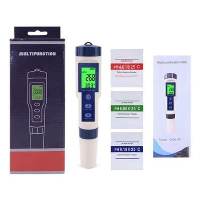 5 In 1 TDS EC Salinity PH Meter Seawater Battery Powered