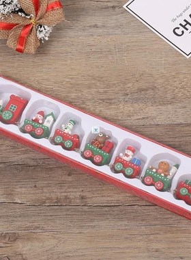 Christmas wooden 7 small train home decoration decoration