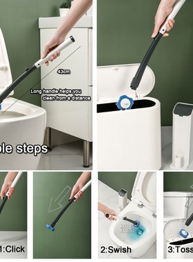 Disposable Bathroom toilet brush cleaner With Long Handle No