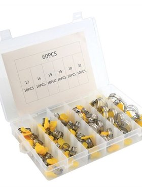 60 Pcs Stainless Steel Key-Type Hose Clamp Adjustable Worm G