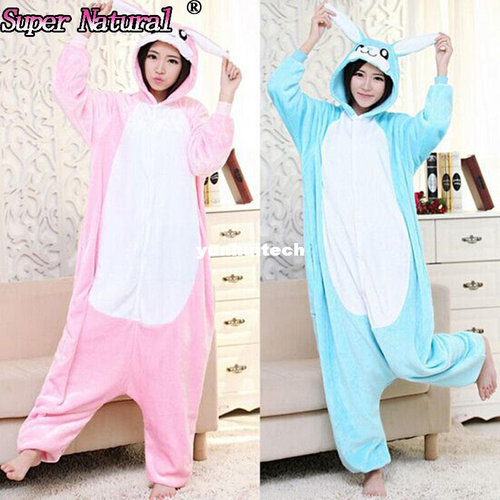 Pink Blue Bunny Rabbit Winter Fleece Adult Animal Love
