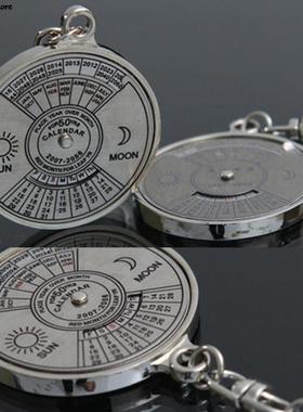 1Pcs 50 Year Calendar Key Chain Mini Metal Ring Compass