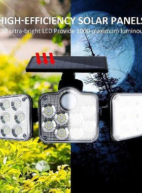 Solar Power Pathway Light 3 Heads Outdoor Wall Light