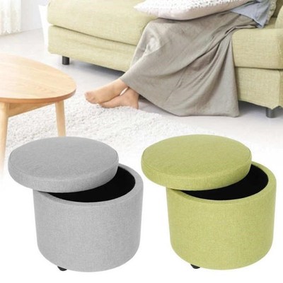 Multifunctional Round Storage Stool Footstool Cushion Storag