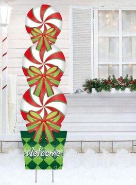 Christmas Yard Sign Stakes Decoration Xmas Snowman Plastic Y