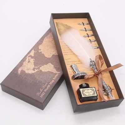 Luxury Calligraphy Feather Dip Pen Writing Ink Set Stationer