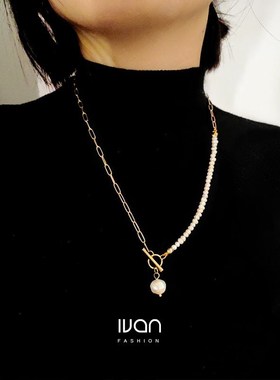 14k Gold Wrapped Necklace ins niche fashion natural pearl ch