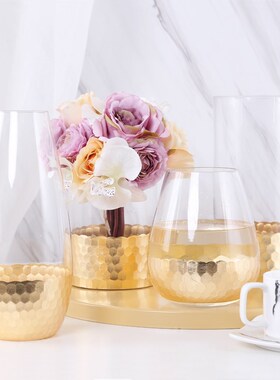 Gold Vase Table Top Vase  Dries Flowers Home Decor Luxury Gl