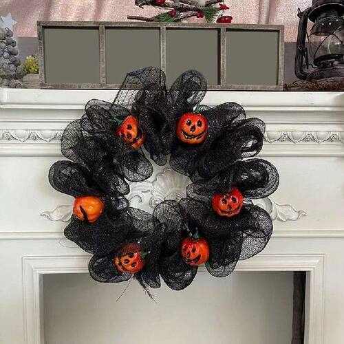 Gauze Wreath Black Net Wreath Door Home Use 1pc Halloween