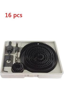 Hole Saw Drill Bit Kit 16pc wMandrels Saws wCase Wood Plasti