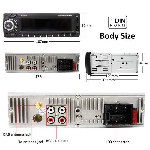 DAB Plus Car Radio 1 Din RDS MP3 Audio Player Bluetooth A2DP