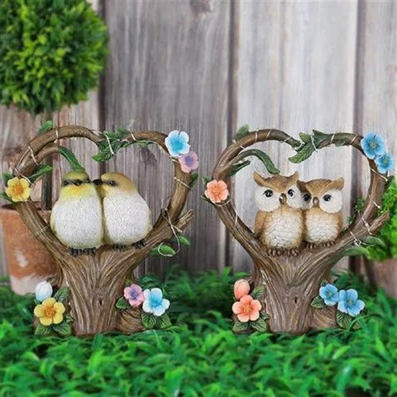 Garden Statue Resin Bird Figure Solar Energy Figurine图片