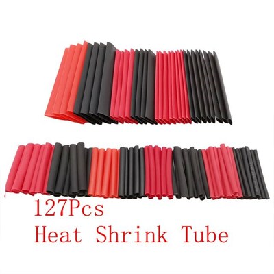 127Pcs/Set Red Black Heat Shrink Tube Shrinking Assorted Pol