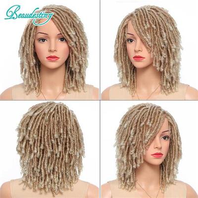 Beaudestiny Synthetic Hair Dreadlock Wig Braided Twist Brown