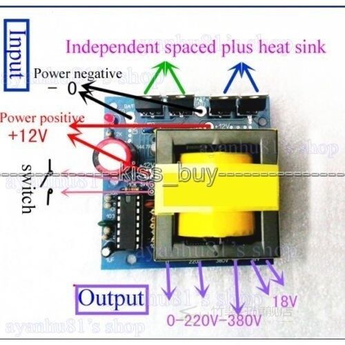 DC-AC Converter 12V to 220V 380V 18V AC 500W Inverter Boost