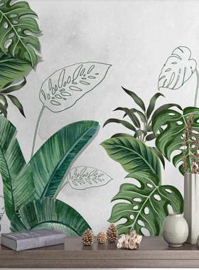 Custom Any Size 3D Large Mural Wallpaper Plant Green Leaves