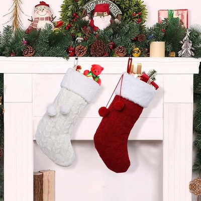 OurWarm Large Christmas Stocking Santa Claus Sock Plaid Burl