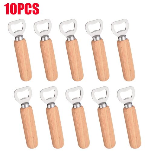 10pcs/set Bartender Bottle Opener Rubber Wood Handheld Wine