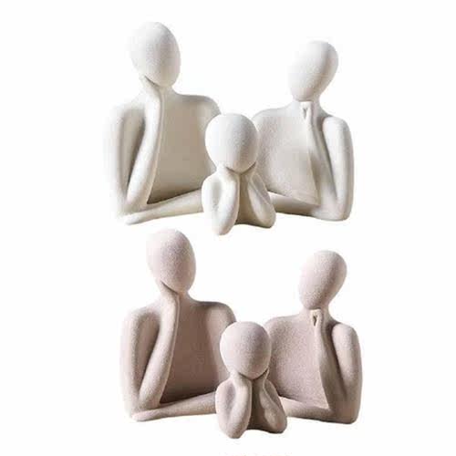 3Pcs Modern Abstract Family Statues Living Room Character