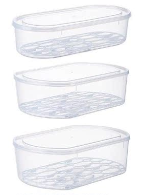 Refrigerator Storage Box with Lid Stackable Drain Crisper