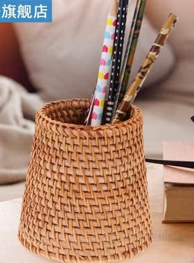 1Pc Woven Storage Basket Cylindrical Storage Basket Househol