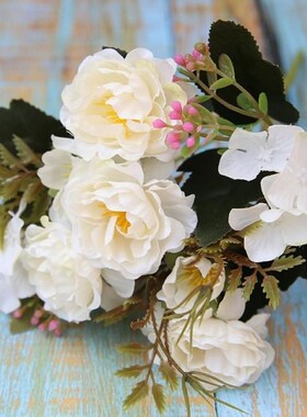 Artificial Flowers Small Peony Bouquet 5 Forks Wedding Decor